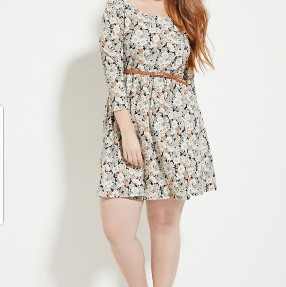 floral skater dress in red yellow bule